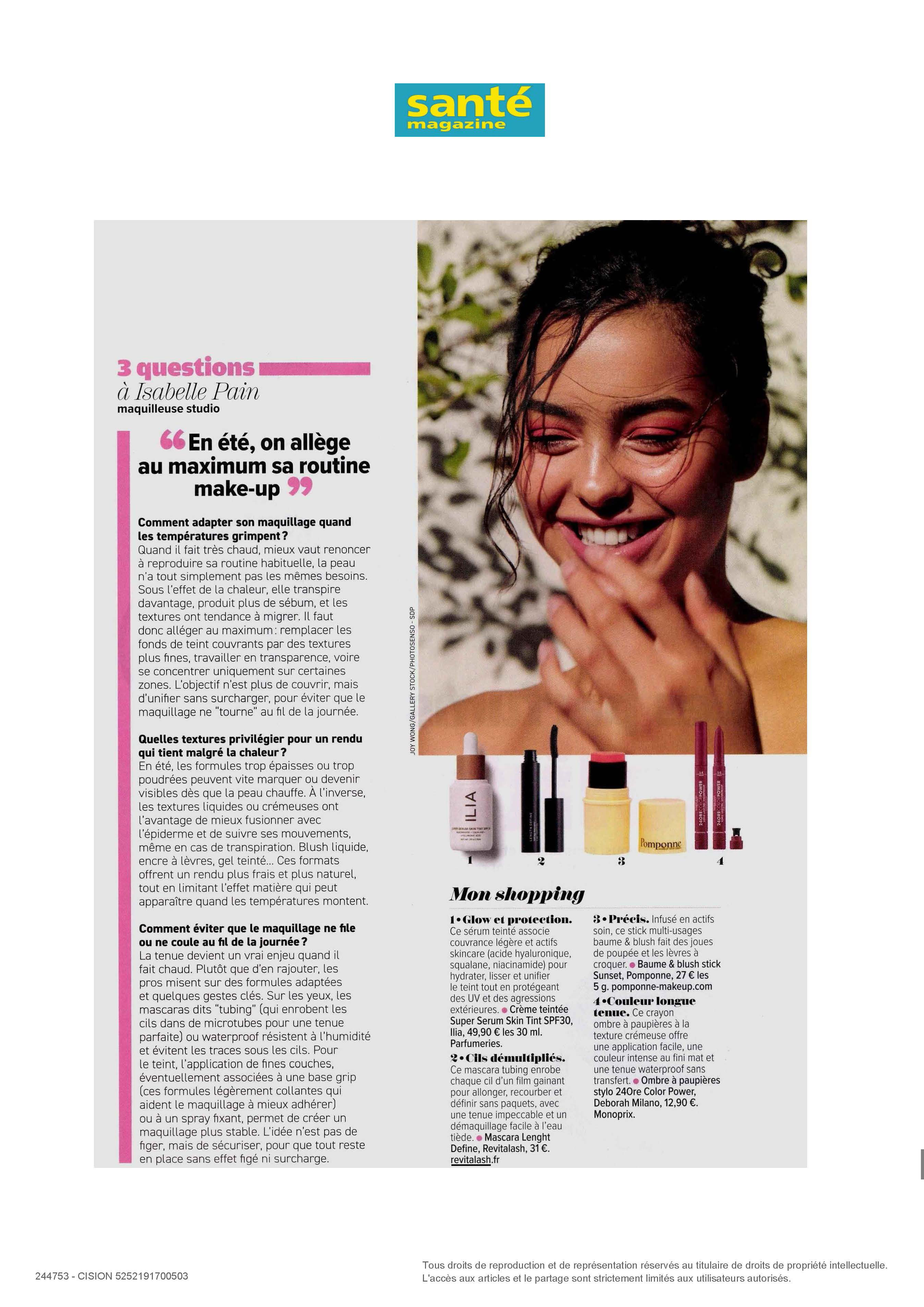 Length Define Tubing Mascara RevitaLash® Cosmetics paru dans Santé Magazine - Août 2026 